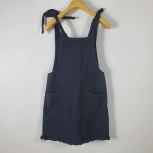 Wildfire Short Black Cotton Denim Jean Jumper Dress with Pockets